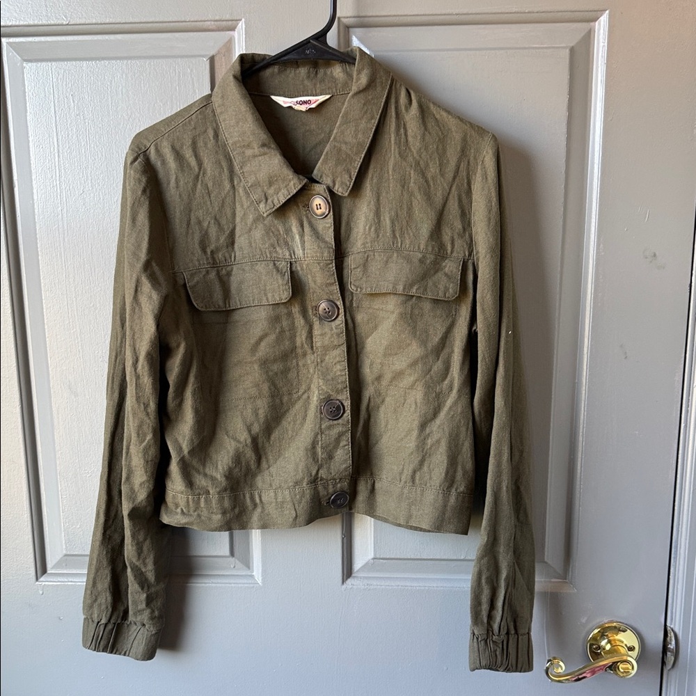 Ci Sono Olive Utility Button-Front Jacket - image 1